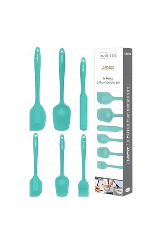 Dayanıklı Yanmaz Yapışmaz Silikon Spatula Seti 6 Parça Turkuaz Genel