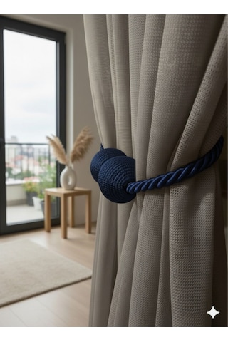 Mıknatıslı Perde Bağlama Aparat Aksesuarı Braçol Lacivert