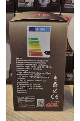 10 Adet 9 Watt Beyaz Işık Led Ampul Enerji Tasarruflu 6500k 10 Adet