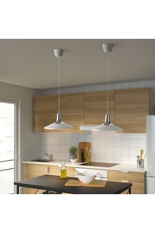 Ikea Fyrtıofyra Sarkıt Lamba, Krom Görünümlü-beyaz, 38 Cm
