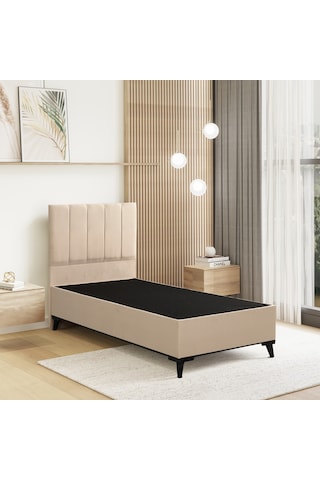 Easy Comfort Tek Kişilik Yatak Baza Başlık Set 3'lü Set Sandıksız Krem Konuma Özel Teslimat 90x190