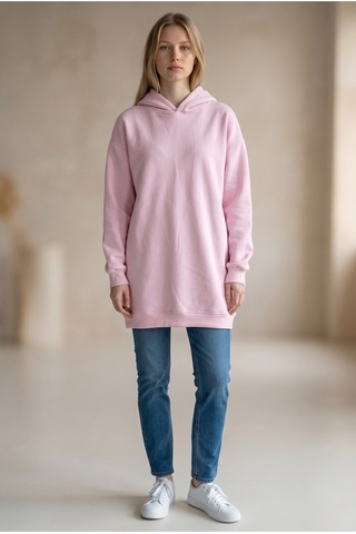 Flovmix Üç İplik Sweat Kapüşonlu Açık Pembe