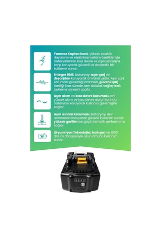 Makita Batarya Ultra Yüksek Kapasite 18.0v 5000mah Li-ion Matkap Bataryası