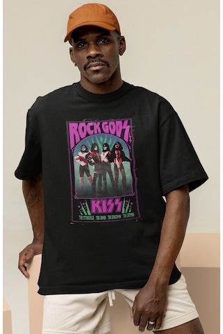 Sevbano Rock Metal Gods Efsane Müzik Grubu Kiss Baskılı Unisex Oversize T Siyah