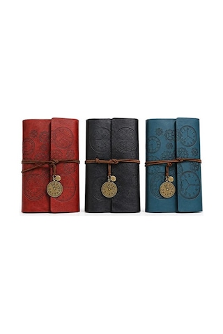 Özel Seri Ofis Eşyası Hediyelik Defter Kahverengi Ajanda Vintage Deri Kapaklı Not Defteri Çok Renkli