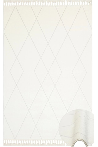 Urban 02 White Etnik Desenlere Sahip Hav Toz Vermez Yumuşak Dokulu Modern Halı
