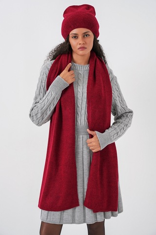 Kadın Triko Atkı Bere 15939 - Bordo Bordo