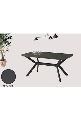 Anka Açılır Mdf Masa Tesla Metal Ayak Mutfak,salon,yemek Odası Masası 80x130 Cm Koyu Gri