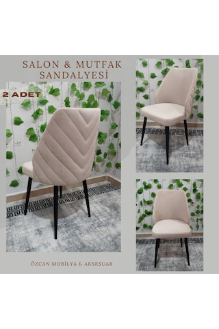 Özcan Metal Vega - Siyah Metal Ayak - Babyface Kumaş - Papel Sırt - Mutfak & Salon Sandalyesi Krem