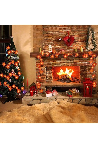 Xiyyadms Turuncu Maple Yapraklı 6m 40 Led İp Işığı, Ip65 Su Geçirmez, Pil İle Çalışır Pil Dahil Değil , Bahçe/parti Dekorasyonu Diğer