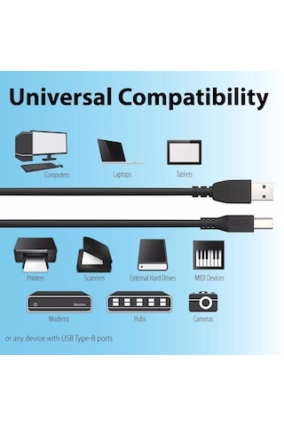 1.5 M Usb Yazıcı Kablosu Usb 2.0 Yazıcı Tarayıcı Kablosu