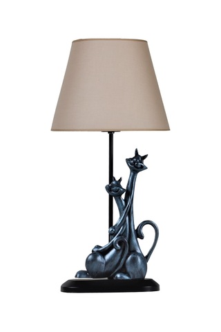 Qdec Modern Dizayn Kedi Abajur Turkuaz Bej Diğer