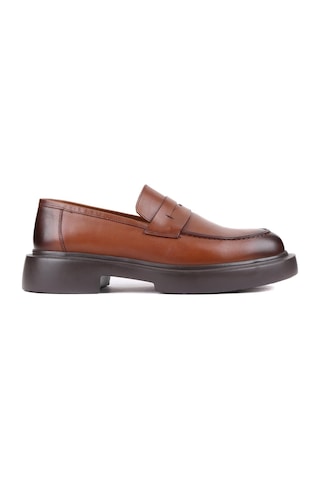 Shoetyle - Taba Deri Bağcıksız Erkek Klasik Ayakkabı 250-2375-862-taba