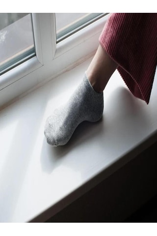Ozzy Socks 6 Çift Yumuşak Dokulu Kadın Gri Bambu Görünmez Sneaker Spor Ayakkabı Çorabı Gri