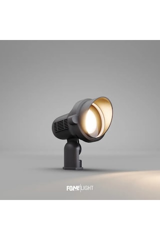 FoneLight Alutera 33 cm LED Kazıklı Çim Armatürü Siyah Alüminyum IP65 Bahçe Spot Ağaç Çit Peyzaj Aydınlatması 7W