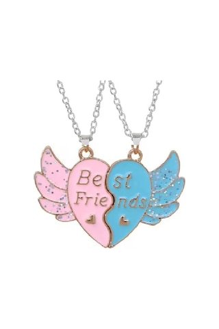 2 Adet Mıknatıslı Melek Kanadı Renkli Best Friends Çift Kolye Ark Çok REnkli