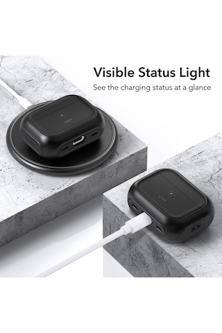Apple AirPods Uyumlu Pro 2 2019/2022/2023 Halolock Magsafe Orbit Hybrid Case Siyah Siyah