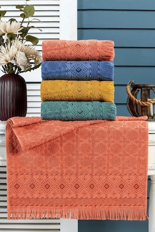 %100 Pamuklu Yumuşak Su Emici Naturel 50/90 4 Adet Havlu