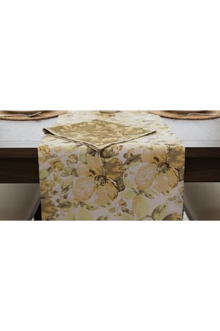 Jakarlı Dokuma Dekoratif Runner 45x140 Cm Yeşil Çiçekli Desenli Diğer