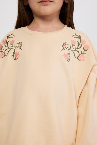 Panço Kız Çocuk Nakış Detaylı Bej Sweatshirt Krem