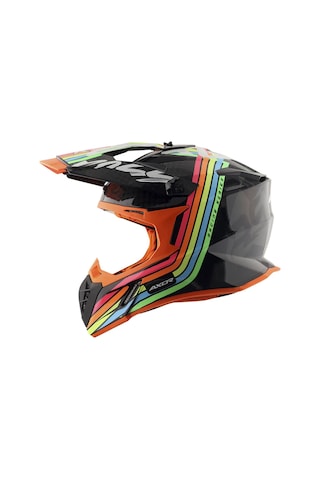 Axor Xcross 2X E Full Face Kask Gri - Parlak Siyah
