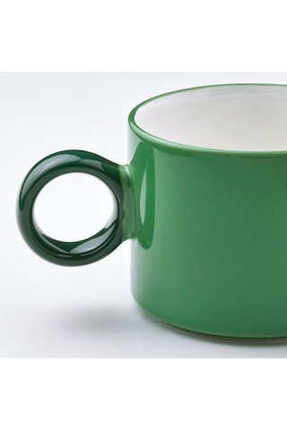 Ikea Pıggål Seramik Kupa Seti 7 Cm 300 Ml Beyaz - Yeşil 2 Parça