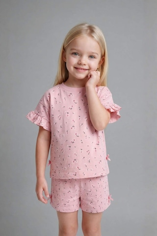 Defacto Çiçeki 2li Pembe Takım Kız Bebek H7883a526smpn666 Pembe-pn666