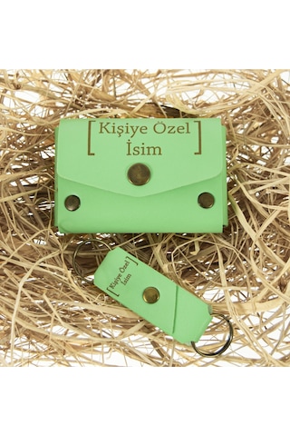 Miaju Fıstık Yeşil, Ay Yıldız Yazılı, İsme Özel Cüzdan Ve Anahtarlık Set, Tarihinden Onur Duyanlara Özel Fıstık Yeşil