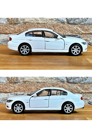 Bmw 330i Çek Bırak Die - Cast Metal Model Araba - Beyaz 11.5 Cm