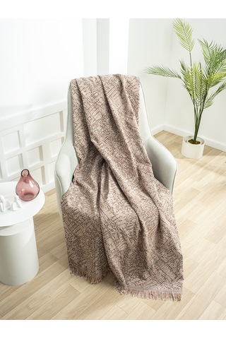 Ecre Çok Amaçlı Pamuklu Örtü- Kanepe-koltuk Şalı-koltuk Örtüsü 170x220 Brown