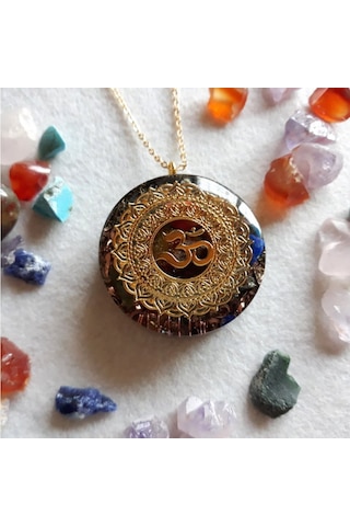 Sinopesanat Ganslı Elyapımı Altın Kaplama Zincirli/Deri Kordonlu Epoksi Kolye 490944848 Çok Renkli