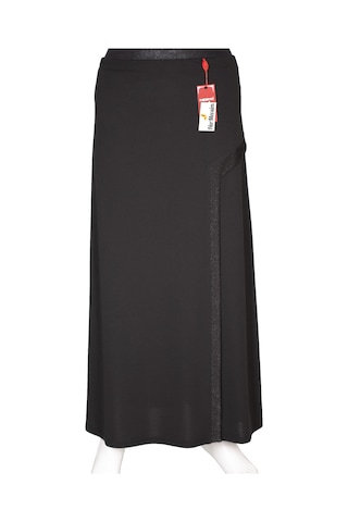 Hesna Kadın Talia Büyük Beden Sim Pervazlı Astarlı Siyah Çan Etek 001