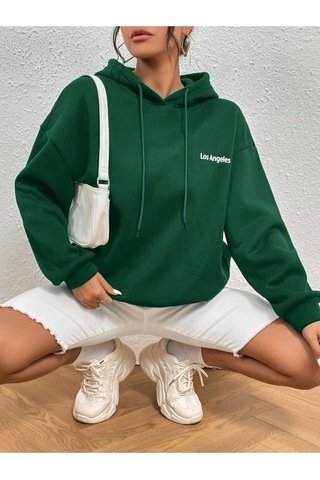 Altamira Unisex Los Angeles Baskılı Oversize Kapşonlu Sweatshirt 001