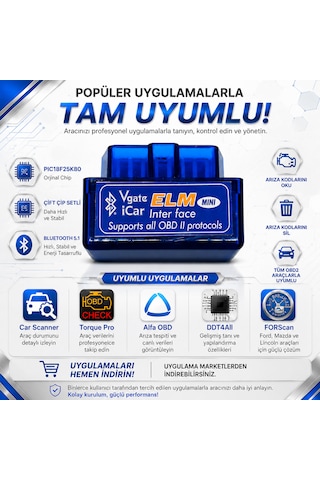 Elm Obd2 Çift Anakartlı Bluetooth Pıc18f25k80 Destekli Ddt4all-torque Pro-dtcfix İos Android Uyumlu