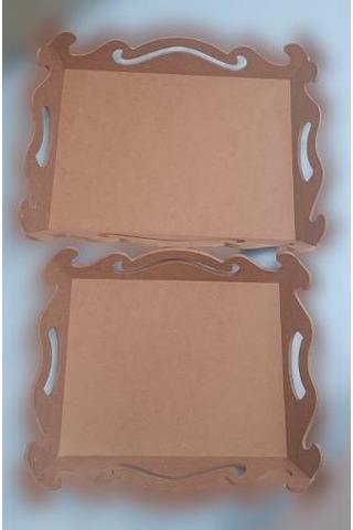 Hobi Dekoratif Model Öymalı Dalga Tepsi Takımı Ahşap HAM MDF El Yapımı