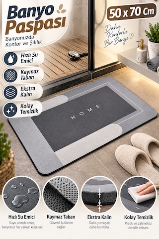 1 Adet 50x70 Cm Banyo, Mutfak Paspası Kaymaz Tabanlı Su Emici Dikdörtgen Yapı - Kolay Temizlenir Çok Amaçlı Paspas Karışık-çok Renkli