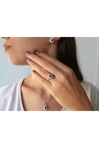 Sirius 0,93 Karat Pırlanta Ve Safir Anturaj Küpe 0804E0081