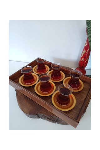 Kahverengi Eskitme Ahşap Dekoratif Kahve, Çay, Söz, Nişan, Sunum , Servis Tepsisi Eskitme Kahverengi