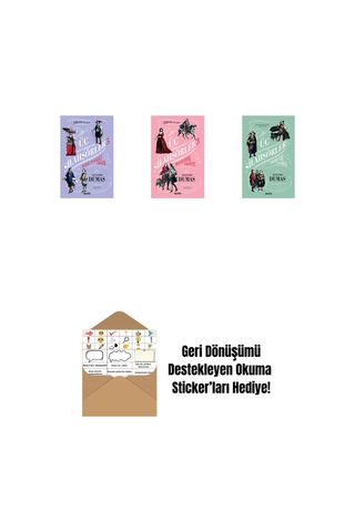Üç Silahşörler 5 - Demir Maskeli Adam Ciltli + Üç Silahşörler 3 - Bragelonne Vikontu + Üç Silahşörler Yirmi Yıl Sonra Ciltli + Okuma Sticker'ları
