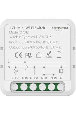 Xenon Smart Tek Çıkışlı Smart Switch, Tekli Akıllı Röle, Tek Kanal Anahtar Modülü (Wi-Fi) X7012