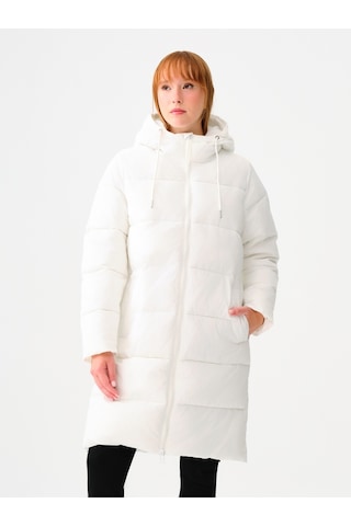 Loose Fit Kadın Mont Beyaz