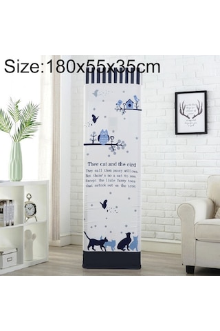 Sones Basit Dikey Dolap Tipi Her Şey Dahil Klima Kumaş Toz Kapağı, Boyut: 180x55x35cm, Stil: Kedi Ve Kuş