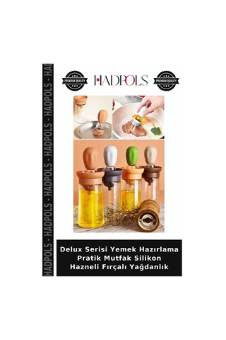 Delux Serisi Yemek Hazırlama Pratik Mutfak Silikon Hazneli Fırçalı Yağdanlık