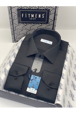 Fitmens Klasik Uzun Kol Cepsiz Likralı Rahat Kumaş Erkek Gömlek Fs-004517 - Siyah-3187