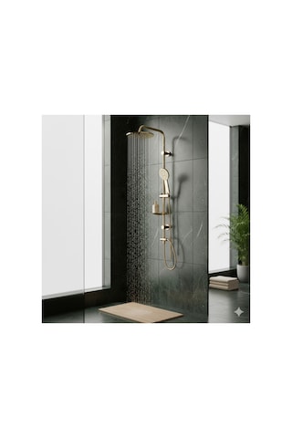 Elmas Duş Gold Oval Tall Sistem Duş Seti Altın