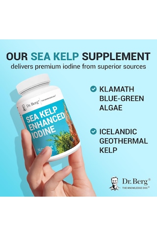 Dr. Berg Sea Kelp Enhanced Iodine - Seaweed Blend Includes Klamath Blue-green Algae & Sea Kelp - 90