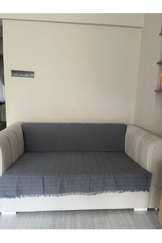 Koltuk Örtüsü Pamuk Balıksırtı Gri Koyu