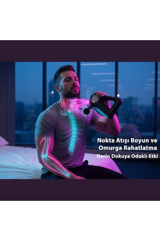 Hilda Sk-988 Profesyonel Masaj Aleti 32 Kademeli Hız 8 Başlıklı Lcd Ekranlı Derin Doku & Tüm Vücut Masaj Tabancası Siyah