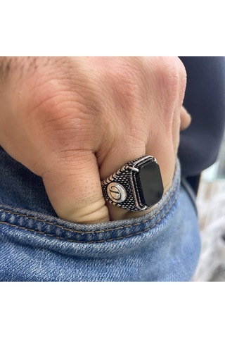 Simurg Jewellery 925 Ayar Gümüş Harfli Erkek Yüzük