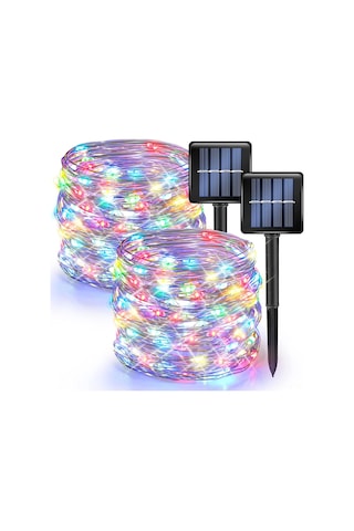 Tenfowee Güneş Enerjili Renkli Led Bahçe Aydınlatma Seti, 200 Led, 39.4 Ft, Su Geçirmez, 2 Paket